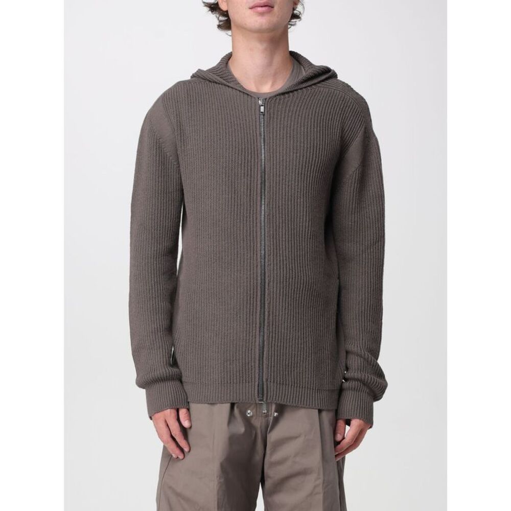 Rick Owens Men Rick Owens Zipped Pure Virgin Wool Knit Hoodie